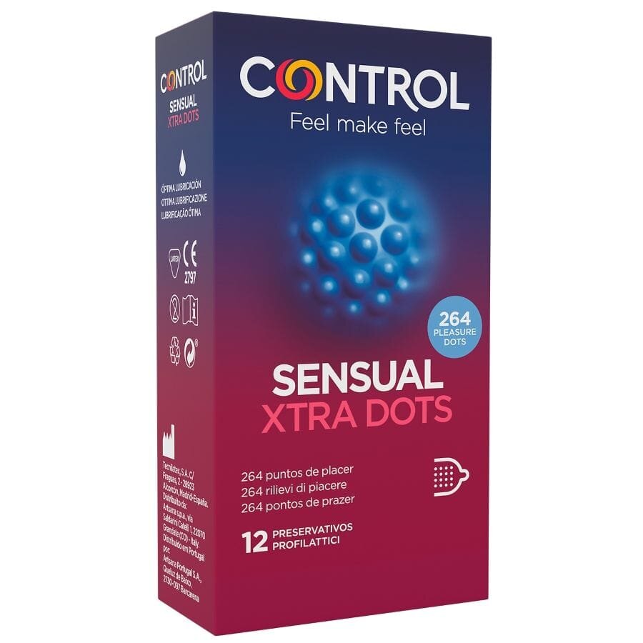 CONTROL Prezervative – Xtra Dots pentru stimulare suplimentară și plăcere intensă 12 bucăți