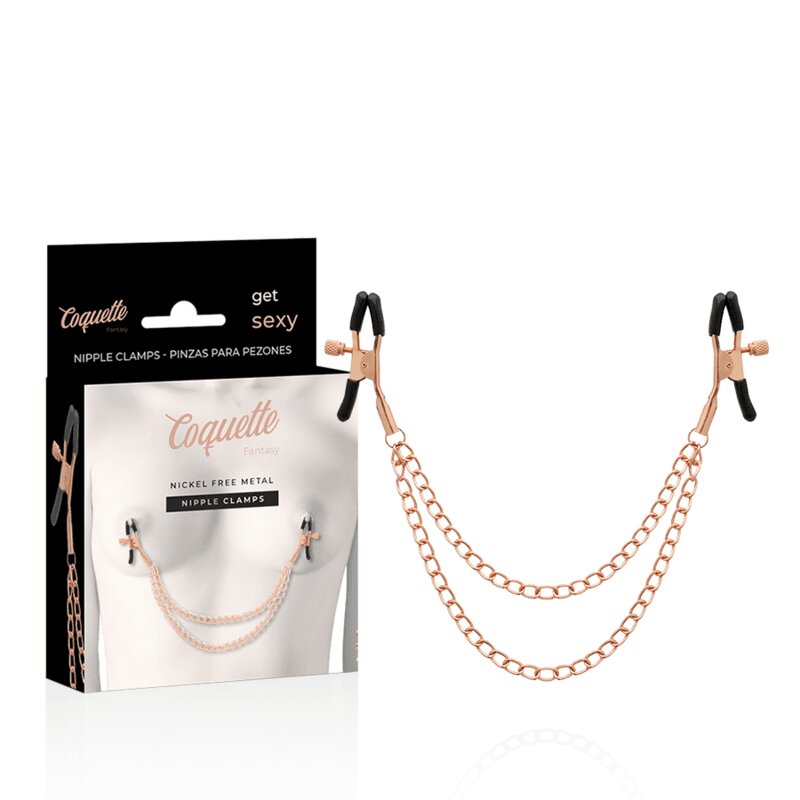 COQUETTE Cleme metalice pentru sâni Chic Desire – cu lanț pentru jocuri BDSM