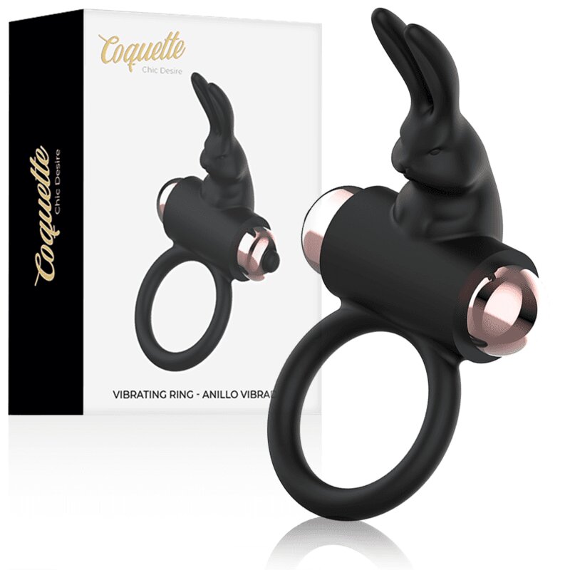 COQUETTE Inel vibrator Chic Desire din silicon pentru stimulare și întârzierea ejaculării 1 mod negru