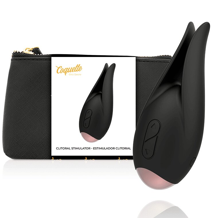 COQUETTE Stimulator clitoridian cu vibrații CHIC DESIRE – Flower 10 moduri reîncărcabil USB silicon negru