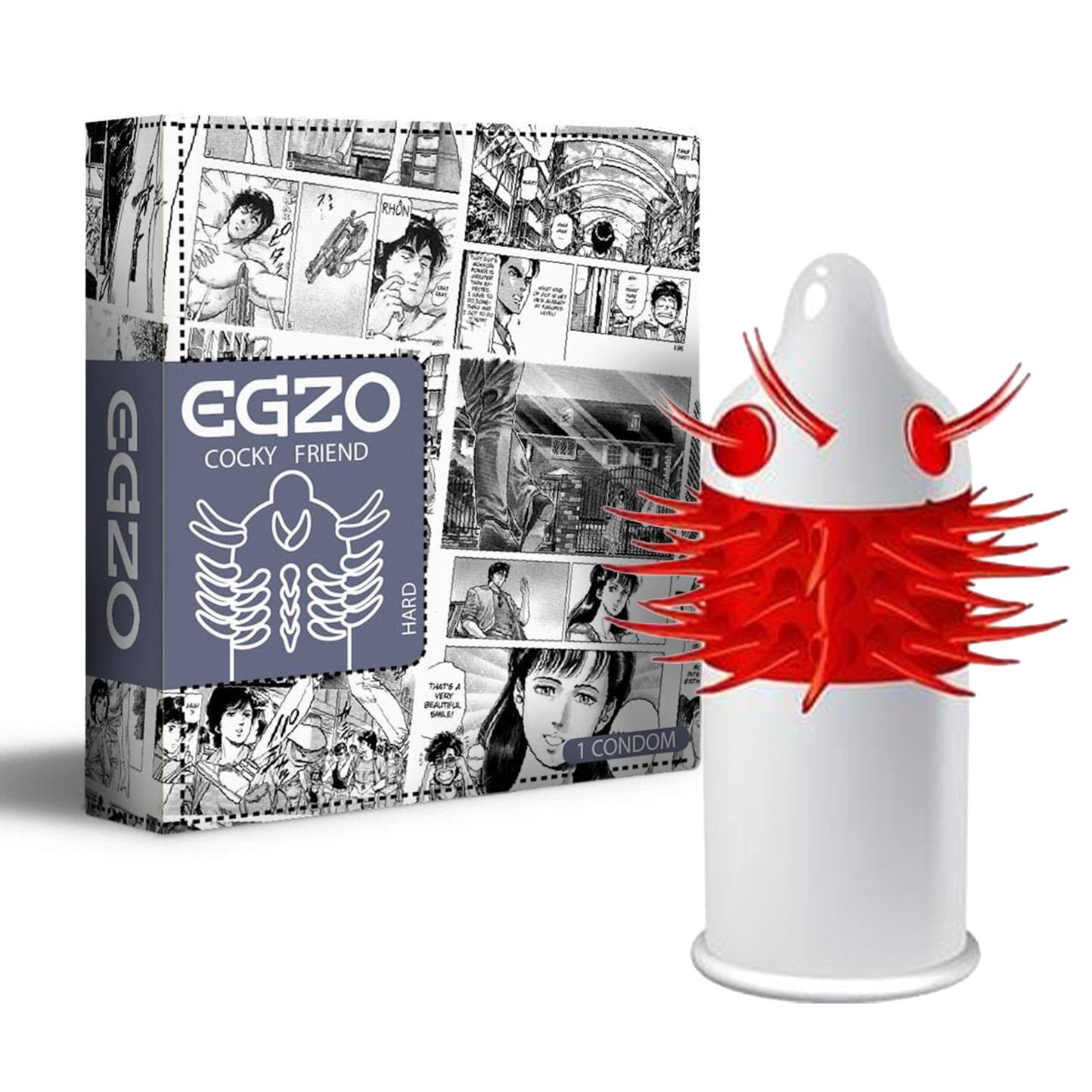 EGZO Prezervativ – Ugly Coyote cu textură țepoasă pentru stimulare intensă 1 bucată