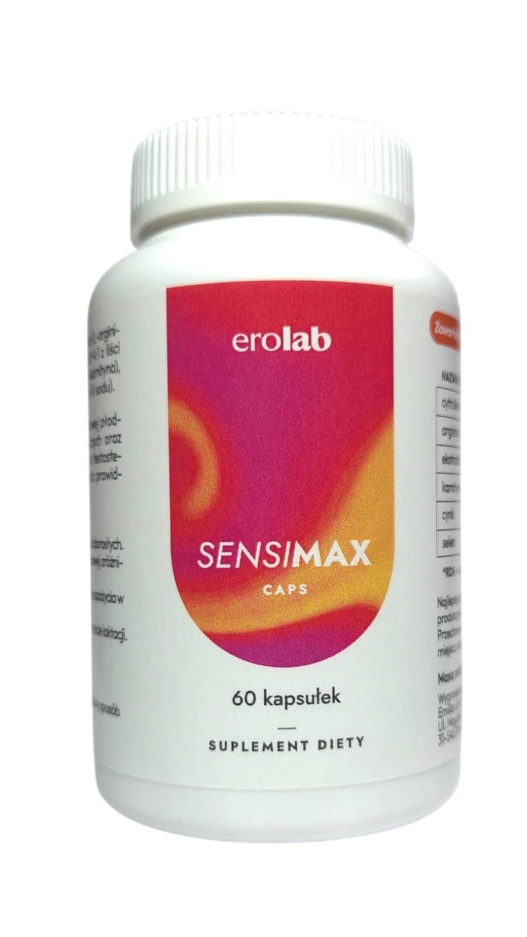 Emily Love > Erolab Supliment alimentar pentru bărbați Erolab – Sensimax Caps pentru potență vitalitate și performanță sexuală 60 capsule