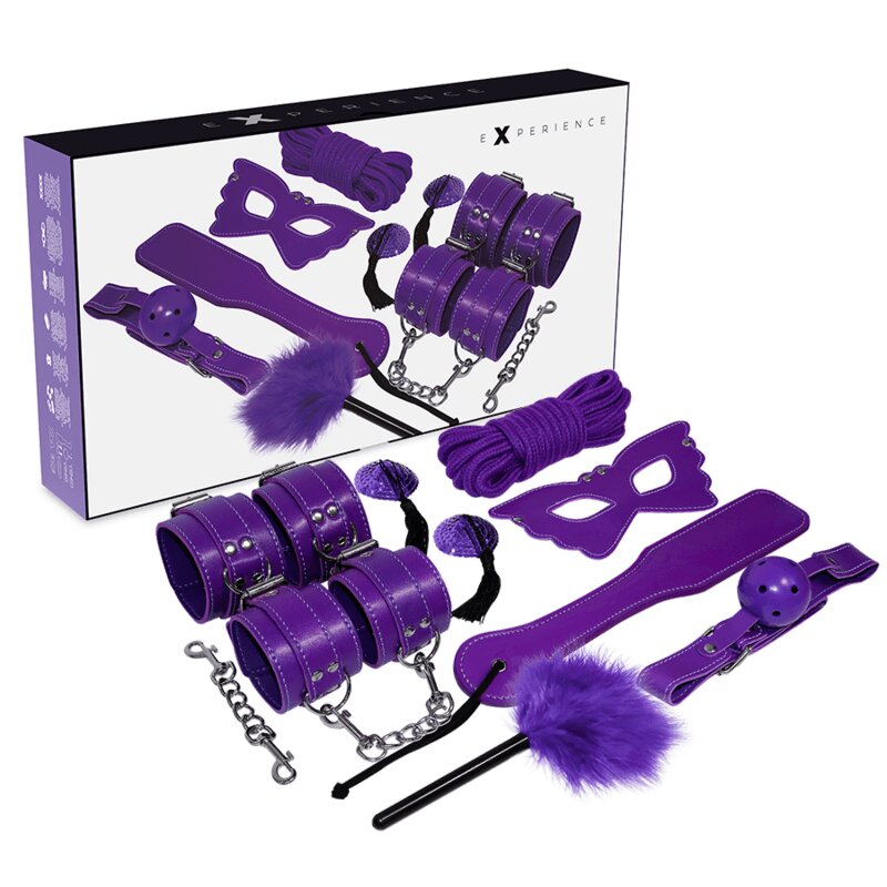 EXPERIENCE Kit BDSM – Fetish Kit Purple Series set complet cu 8 accesorii pentru dominație și jocuri erotice culoare lila