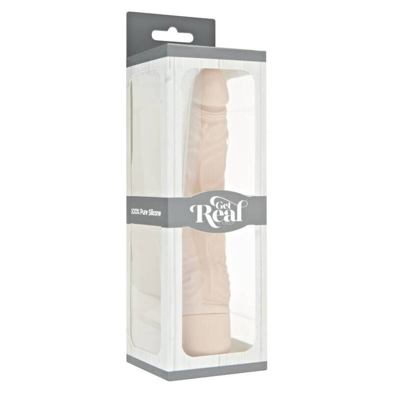 Get Real Vibrator realist – Classic Slim Skin design subțire și curbat vibrații reglabile silicon 20.7 cm culoare naturala