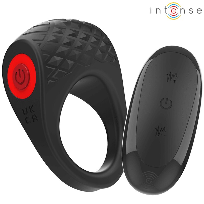 INTENSE Inel pentru penis cu vibrații – Clover 10 moduri telecomandă încărcare USB silicon medical negru