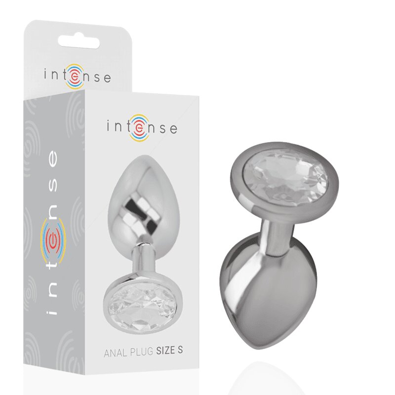 INTENSE Plug anal – Metalic cu cristal argintiu mărimea S 7 cm