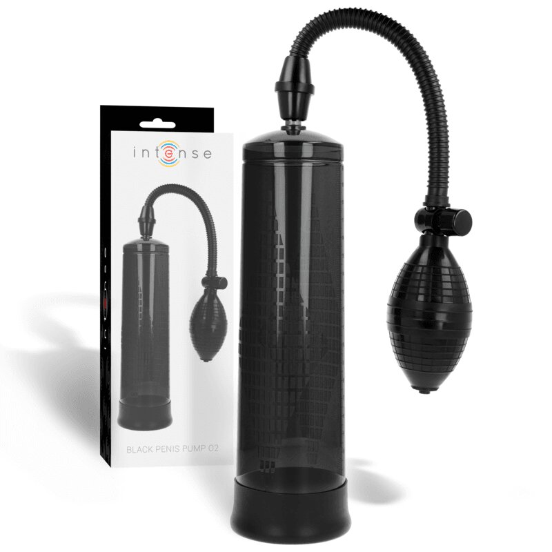 INTENSE Pompa pentru penis – Pump 02 cu manometru mărire penis neagră 20 cm