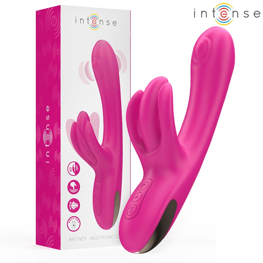 INTENSE Vibrator rabbit – Britney cu 7 + 10 moduri waterproof silicon medical roz 23 cm
