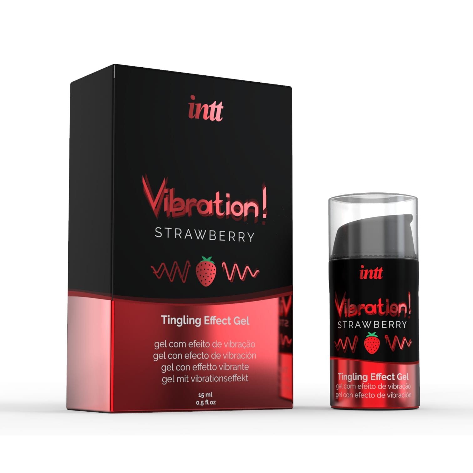INTT Gel – Vibration Strawberry efect vibrator pentru excitare intensă senzatie vibrantă Unisex 15 ml