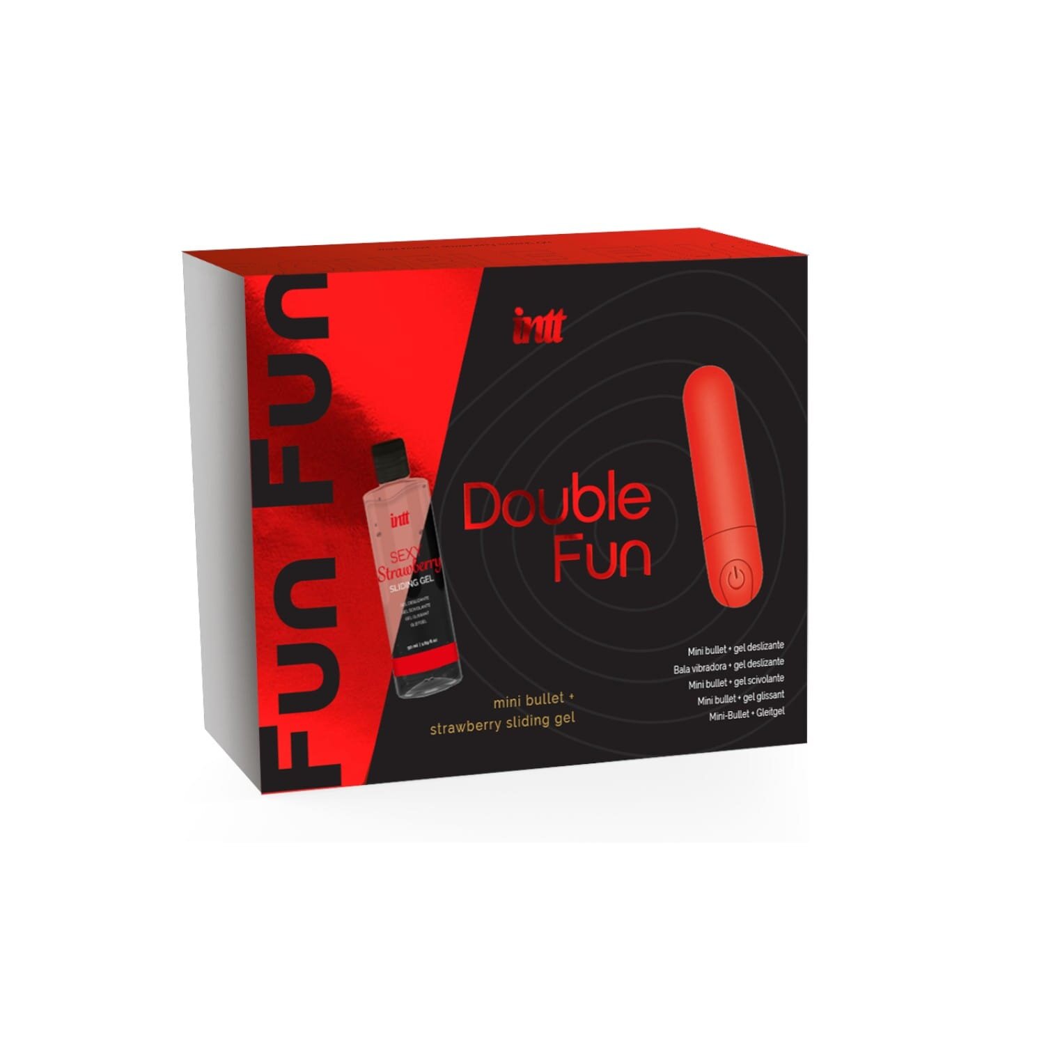 INTT Set – Double Fun cu vibrator tip bullet și lubrifiant cu aromă de căpșuni 50 ml