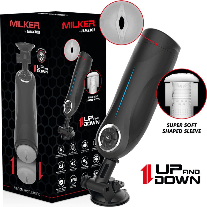 JAMYJOB Masturbator electric – Milker 5 modele de stimulare 3 intensități ventuză funcție sunet material TPE