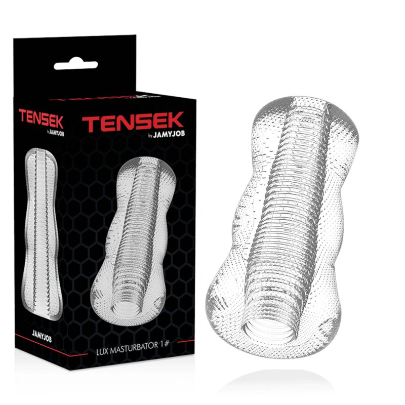 JAMYJOB Masturbator – Tensek 1 textură internă cu protuberanțe stimulatoare material TPE transparent