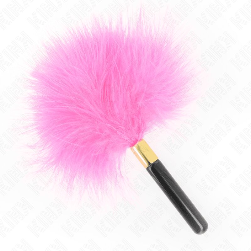 KINK Pene – Tickler cu mâner metalic auriu fucsia 18 cm