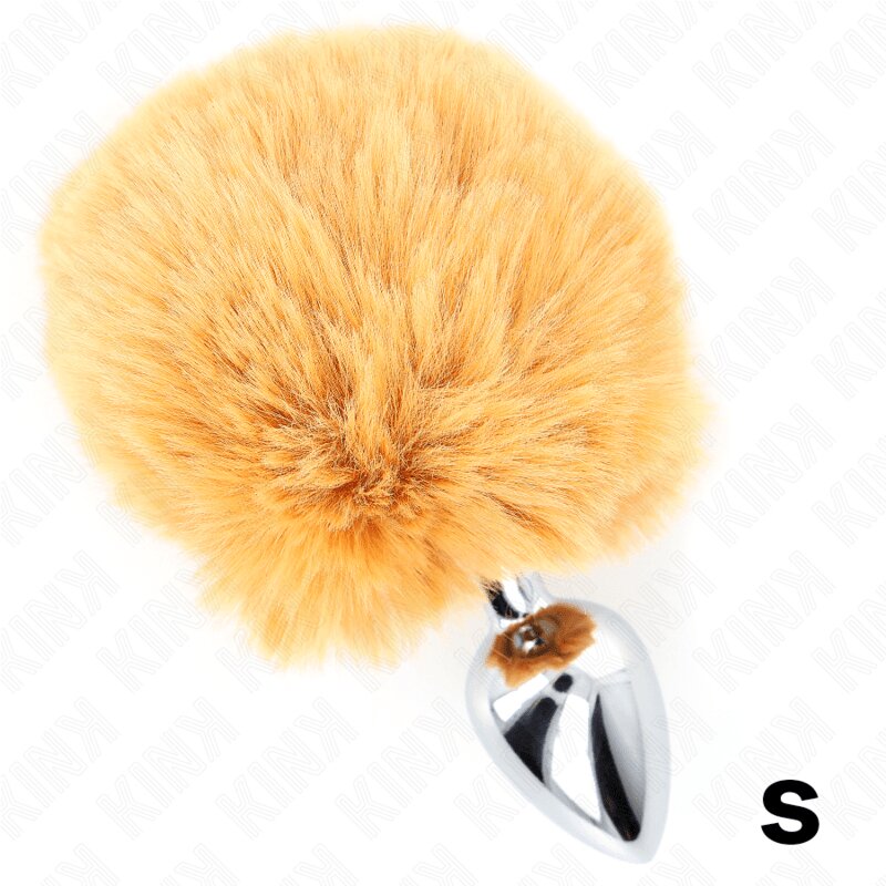 KINK Plug anal – din oțel inoxidabil cu coadă tip iepuraș din blană sintetică bej 8 cm 7 × 3 cm
