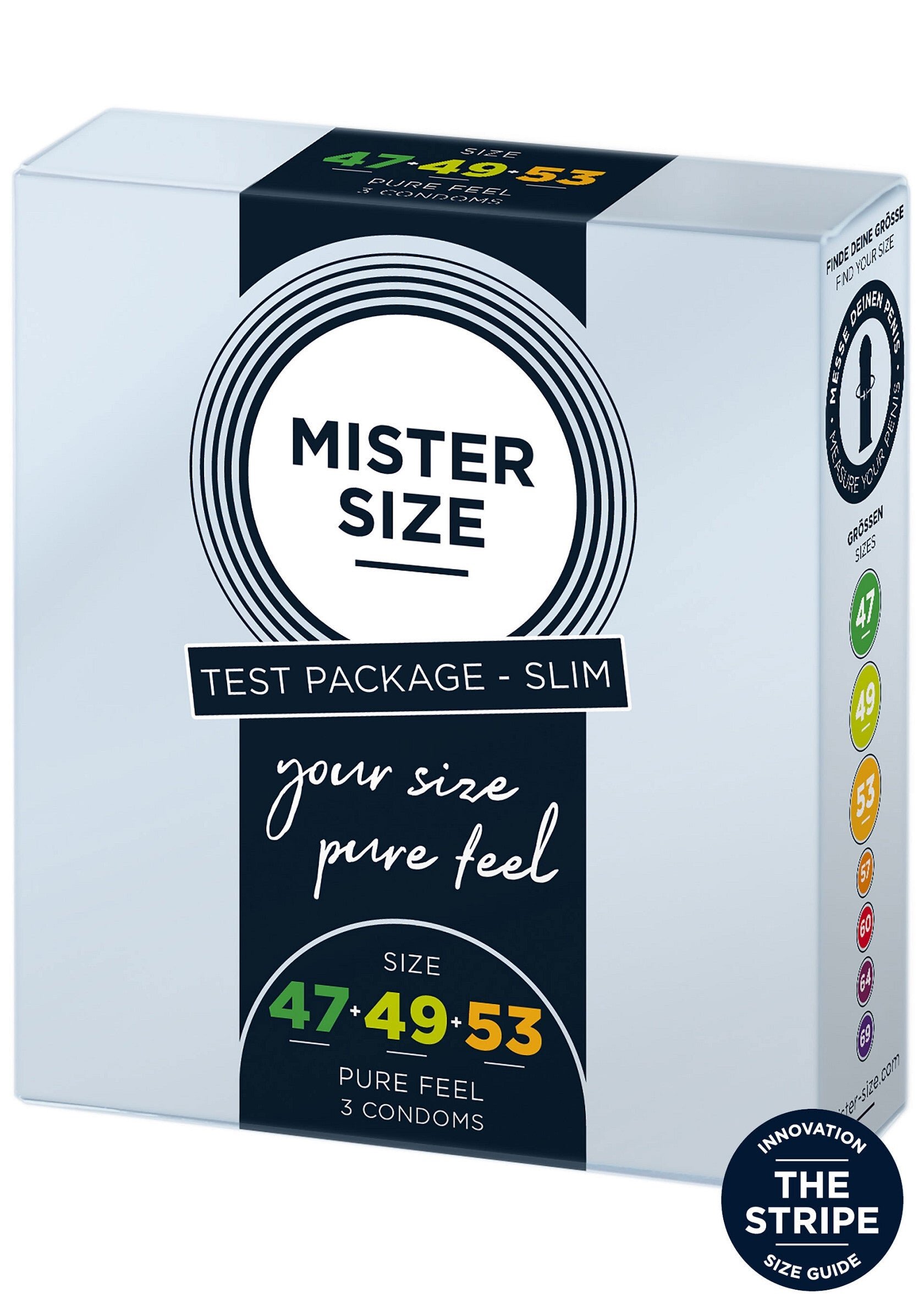 Mister Prezervative SIZE ultra subtiri 3 marimi diferite 47 49 si 53 mm 1 cutie x 3 buc