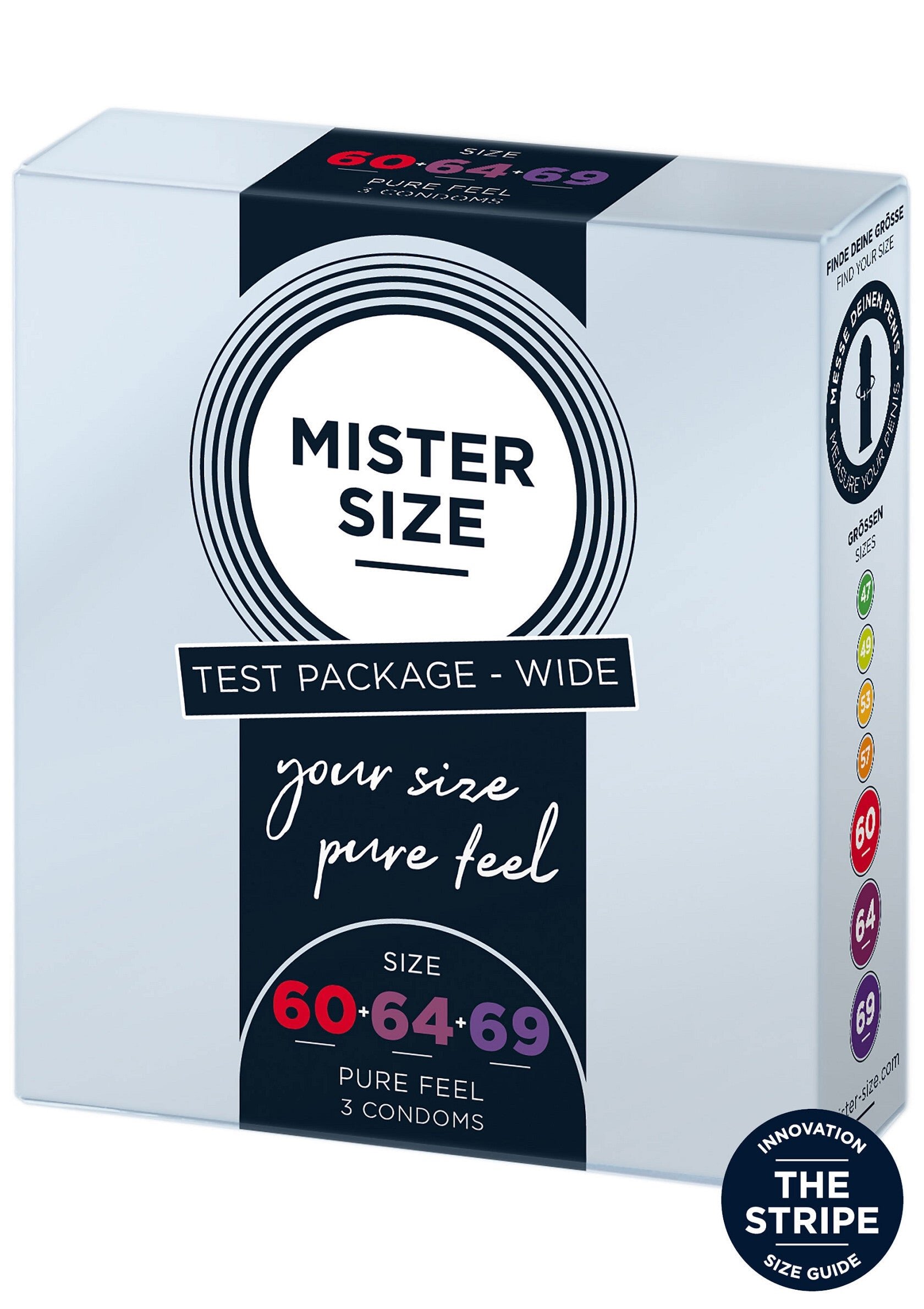 Mister Prezervative SIZE ultra subtiri 3 marimi diferite 60 64 si 69 mm 1 cutie x 3 buc