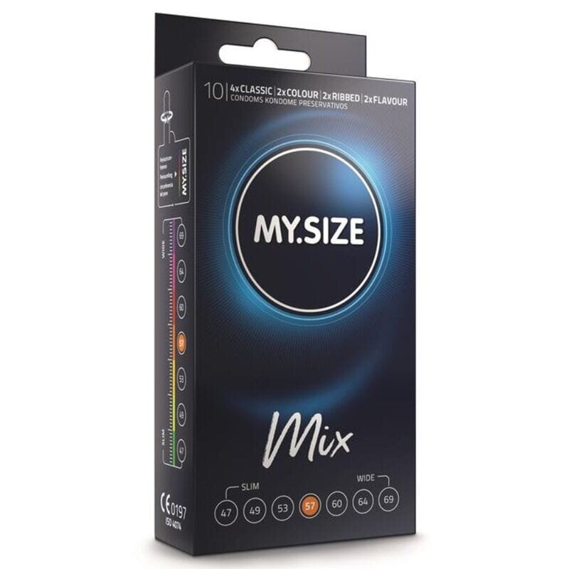 MY.SIZE Prezervative MIX - Condoms 57 mm ultra-subțiri pentru confort personalizat și sensibilitate maximă 10 bucăți