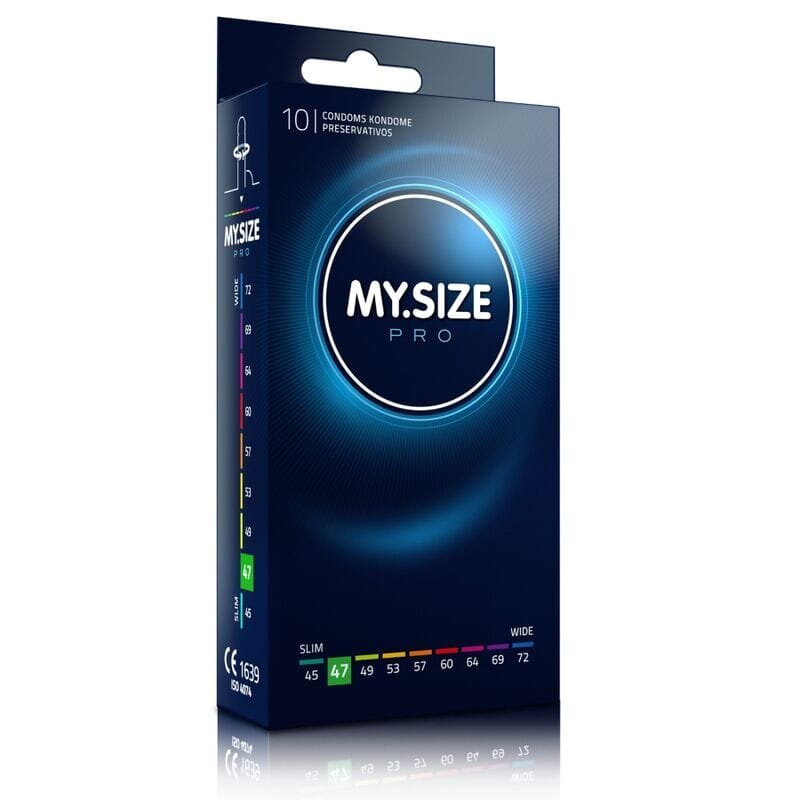 MY.SIZE Prezervative PRO – Condoms 47 mm ultra-subțiri pentru confort personalizat și sensibilitate maximă 10 bucăți