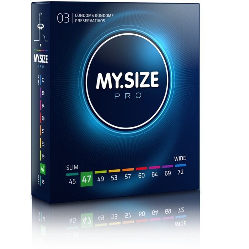 MY.SIZE Prezervative PRO – Condoms 47 mm ultra-subțiri pentru confort personalizat și sensibilitate maximă 3 bucăți