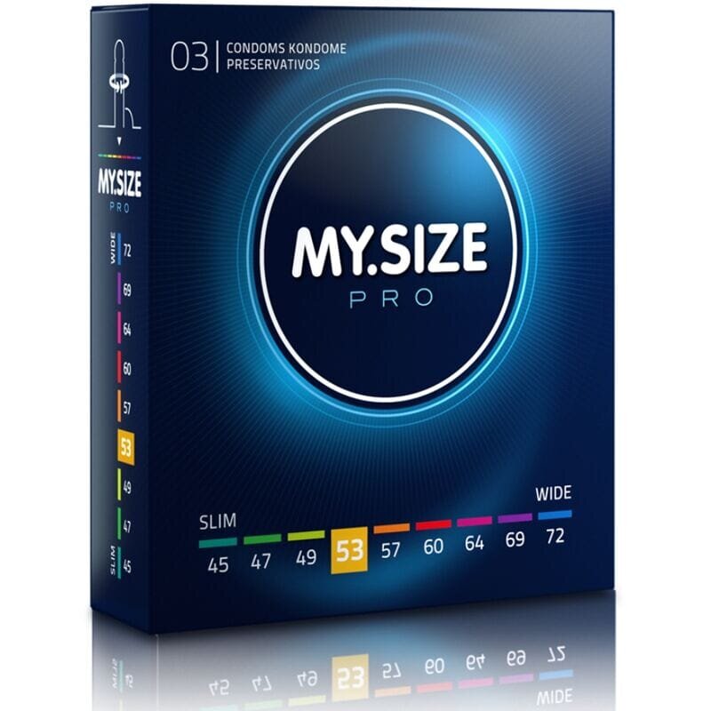 MY.SIZE Prezervative PRO – Condoms 53 mm ultra-subțiri pentru potrivire personalizată și confort optim 3 bucăți