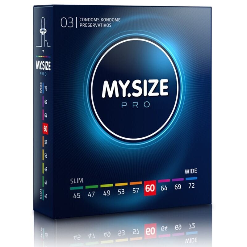 MY.SIZE Prezervative PRO – Condoms 60 mm ultra-subțiri pentru potrivire personalizată și sensibilitate naturală 3 bucăți