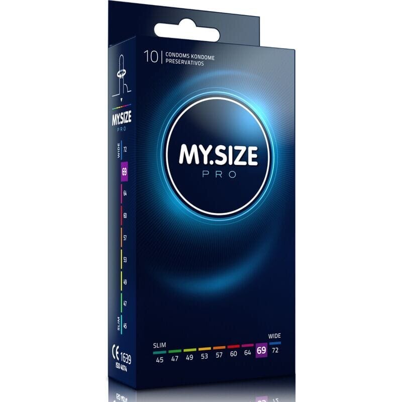 MY.SIZE Prezervative PRO – Condoms 69 mm ultra-subțiri pentru potrivire personalizată și sensibilitate naturală 10 bucăți