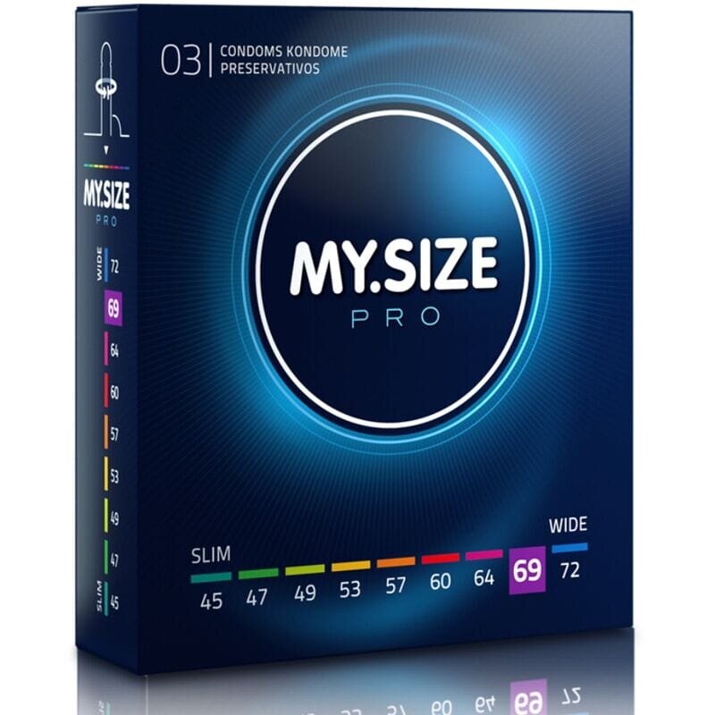 MY.SIZE Prezervative PRO – Condoms 69 mm ultra-subțiri pentru potrivire personalizată și sensibilitate naturală 3 bucăți