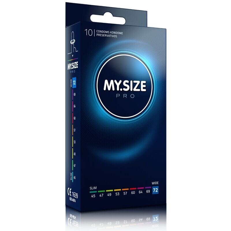 MY.SIZE Prezervative PRO – Condoms 72 mm ultra-subțiri pentru potrivire personalizată și sensibilitate naturală 10 bucăți