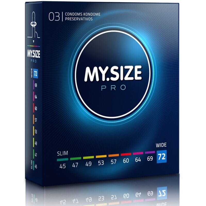 MY.SIZE Prezervative PRO – Condoms 72 mm ultra-subțiri pentru potrivire personalizată și sensibilitate naturală 3 bucăți