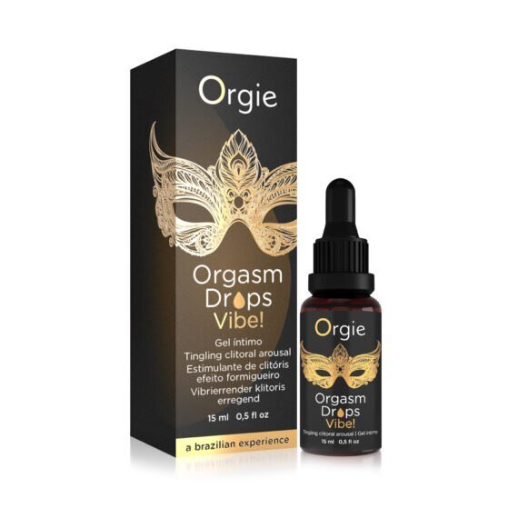 Orgie Gel intim - Orgasm Drops Vibe! cu efect de furnicături pentru stimularea clitorisului și orgasm intens aromă de piersică 15 ml