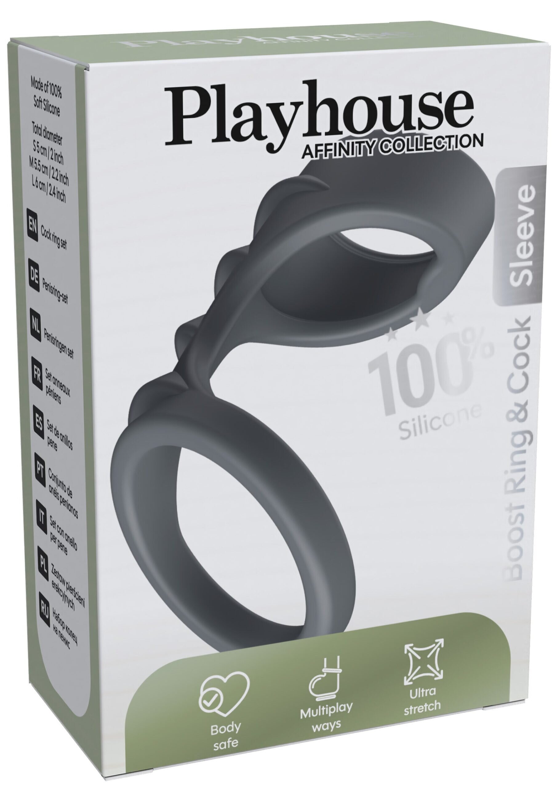 Playhouse Manson cu inel penian Affinity - Boost Ring & Cock Sleeve pentru stimulare intensa negru