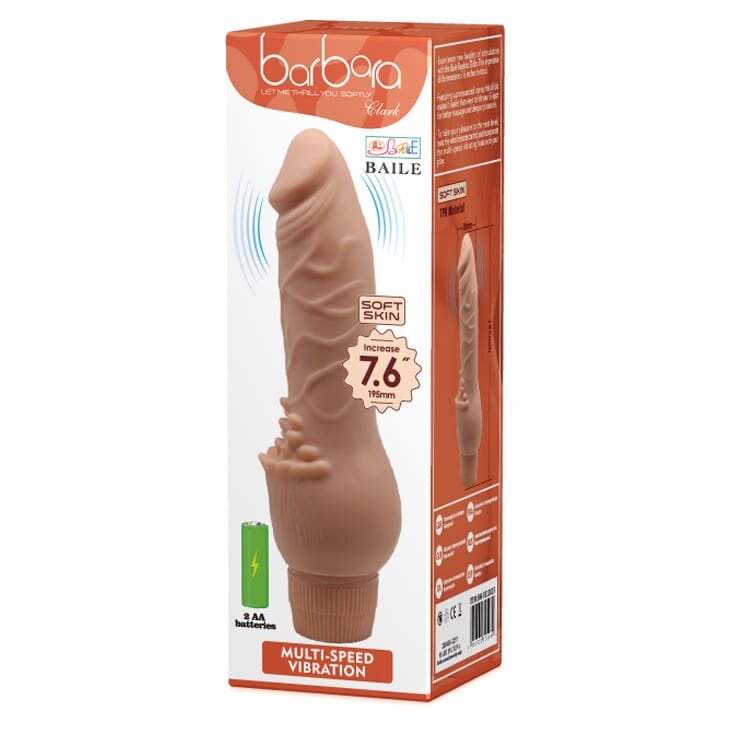 Pretty Love > Baile Dildo realist cu vibrații BAILE – Clark Vibrating Soft Skin textură realistă și vibrații intense 19.5 cm