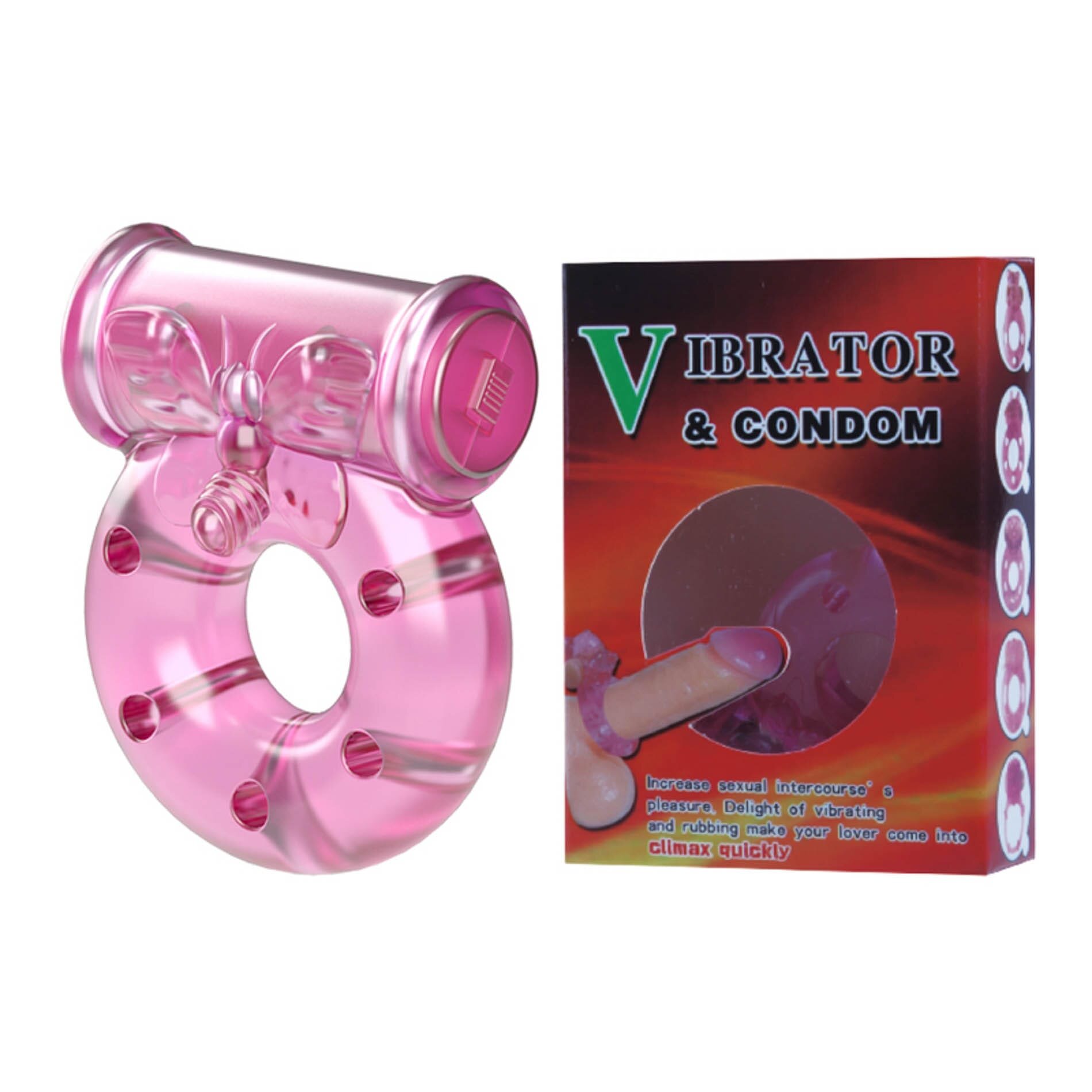 Pretty Love > Baile Set inel vibrator cu prezervativ Vibrating Cock Ring & Condom Set roz