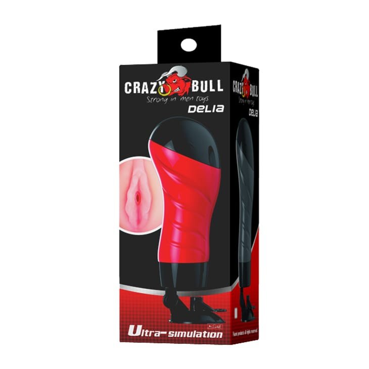 Pretty Love > Crazy Bull Masturbator Crazy Bull - Delia textură realistă tip vagin material moale cu ventuza pentru fixare roșu cu negru