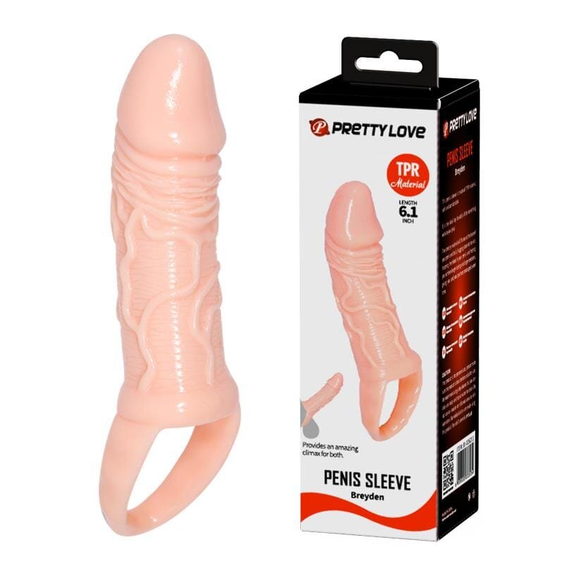 PRETTYLOVE Manson pentru penis - Breyden TPR moale cu inel pentru testicule culoare naturală 155 cm