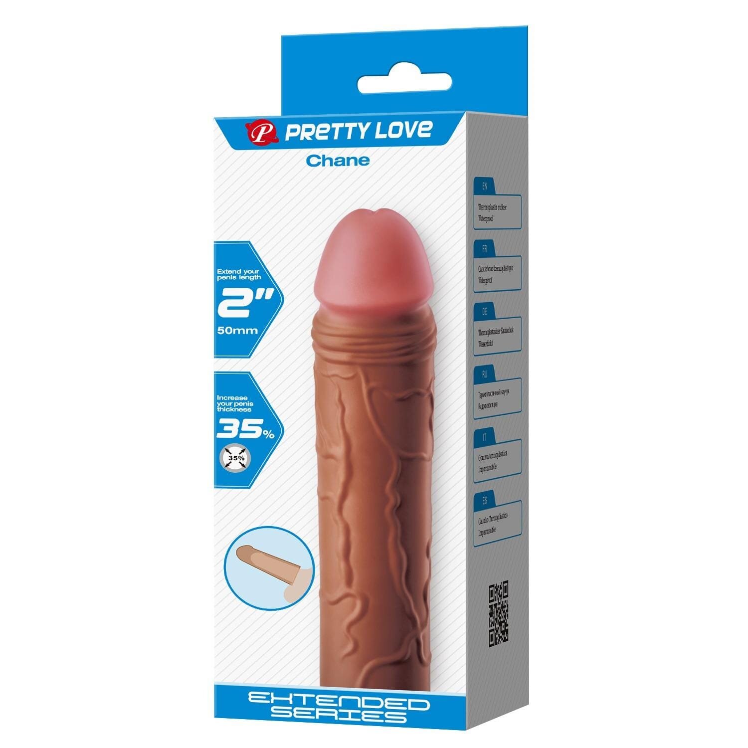 PRETTYLOVE Manson pentru penis – Chane pentru mărirea lungimii și grosimii culoare maro 18 cm