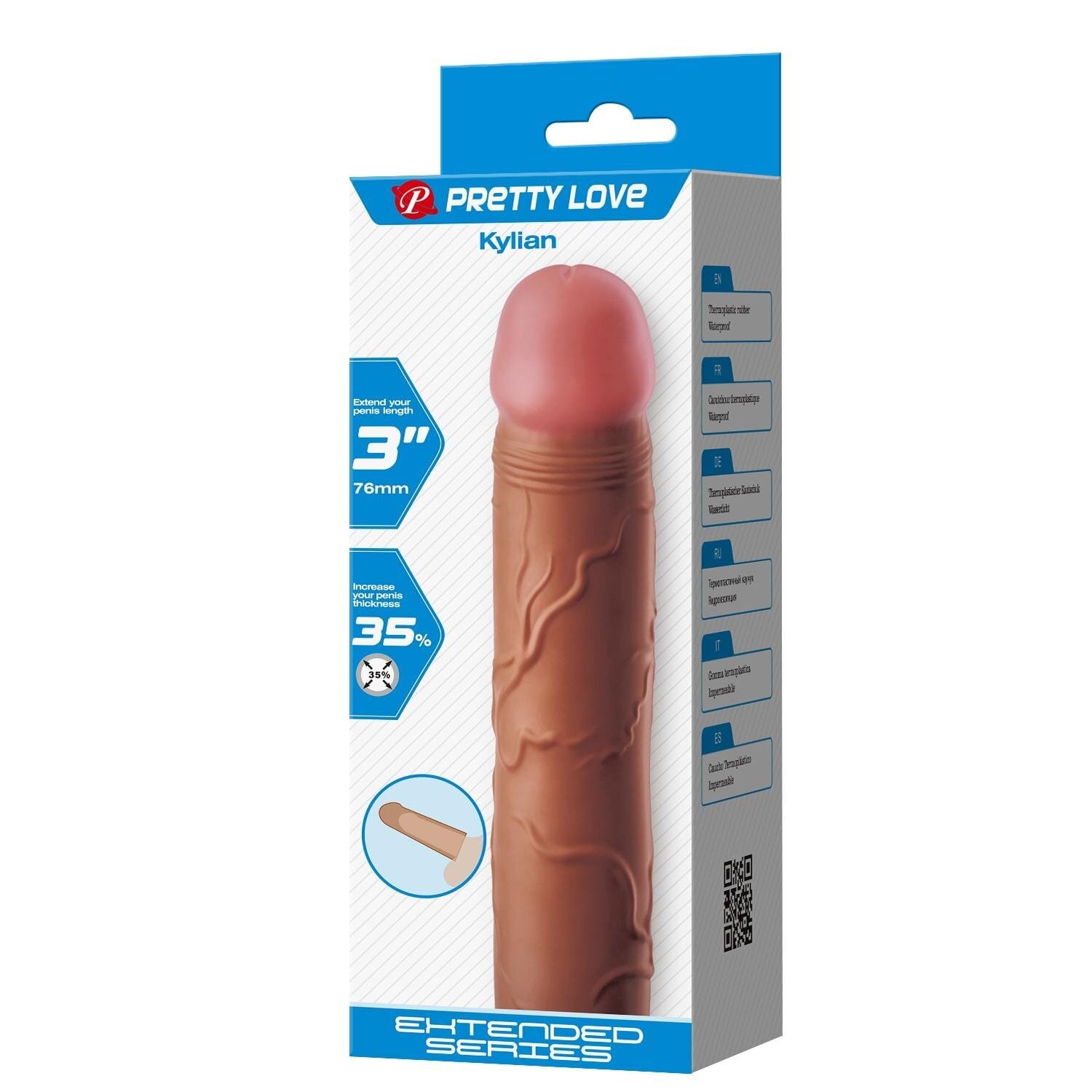 PRETTYLOVE Manson pentru penis – Kylian pentru prelungirea și îngroșarea penisului maro 20.5 cm