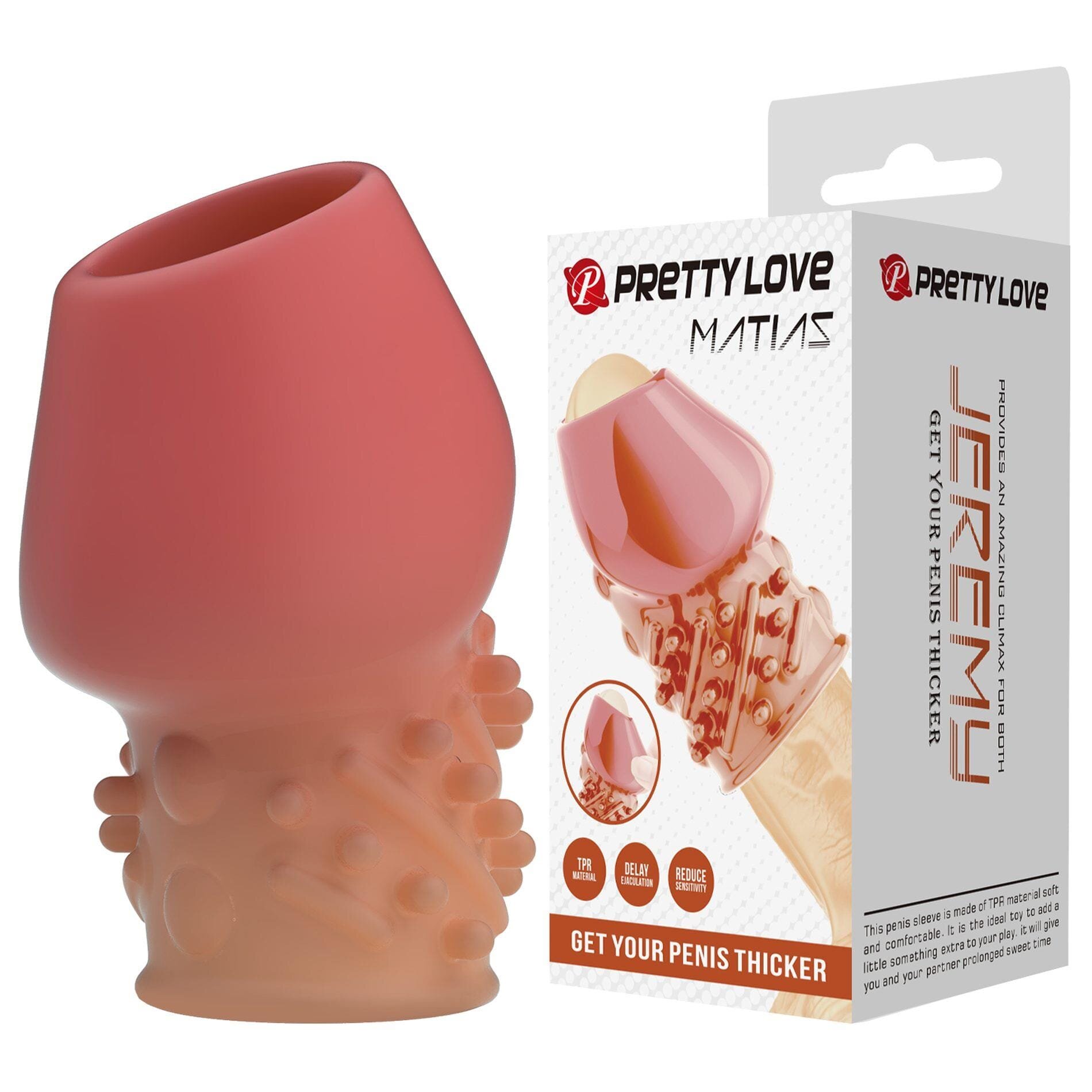 PRETTYLOVE Manson pentru penis - Matias TPR moale efect de întârziere a ejaculării culoare naturală 6.5 cm