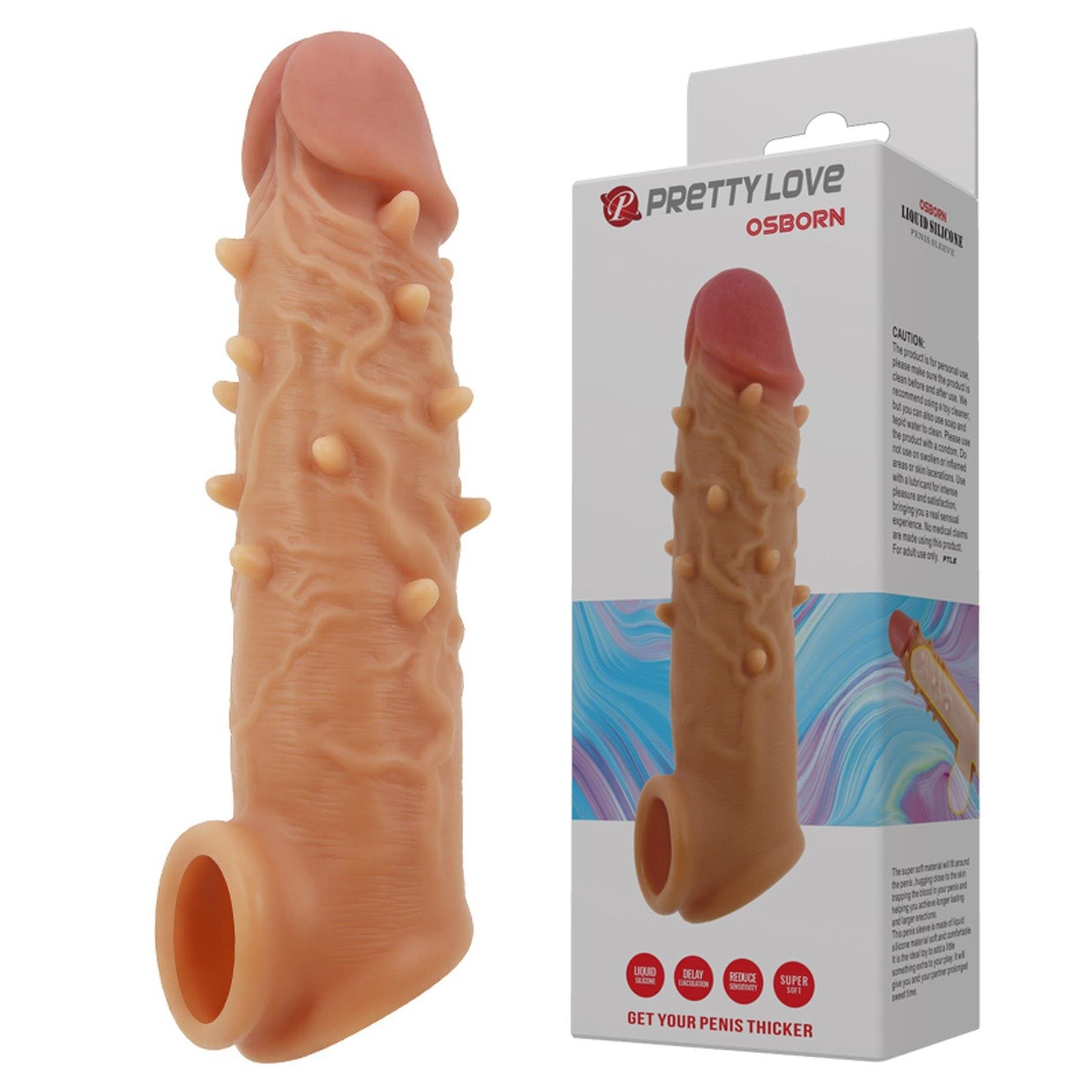 PRETTYLOVE Manson pentru penis - Osborne cu striatii pentru stimulare sexuala culoarea pielii 16.5 cm