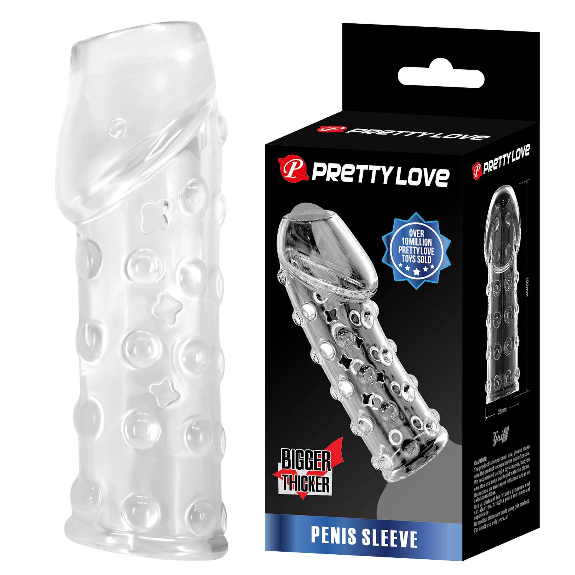 PRETTYLOVE Manson realist TPR moale stimulare intensă cu noduli waterproof culoare transparenta 19.8 cm