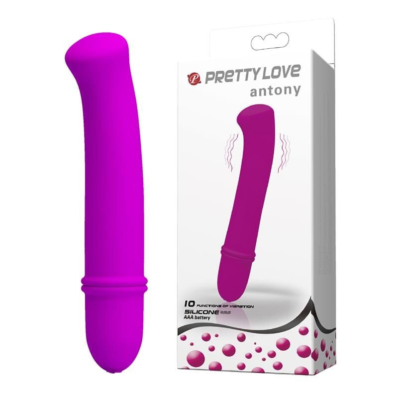 PRETTYLOVE Vibrator – Antony cu 10 funcții de vibrație din silicon moale compact roz