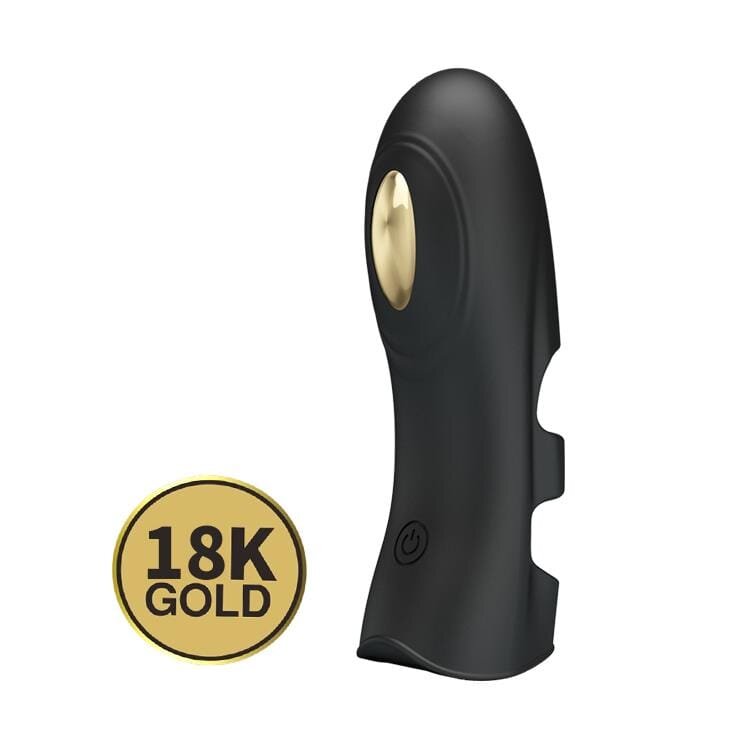 PRETTYLOVE Vibrator de deget - Pegasus cu 7 moduri de vibrație detalii aurii de 18k din silicon premium negru