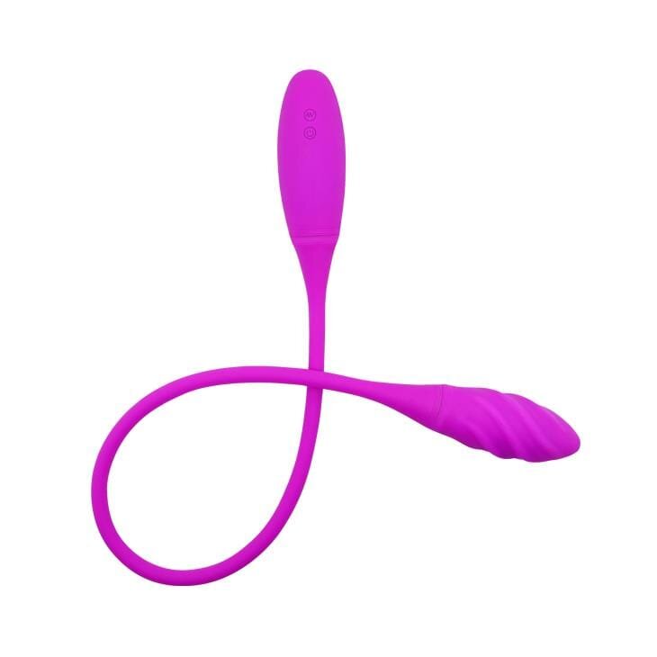 PRETTYLOVE Vibrator dublu - Snaky flexibil cu 7 funcții de vibrație din silicon USB reîncărcabil fucsia