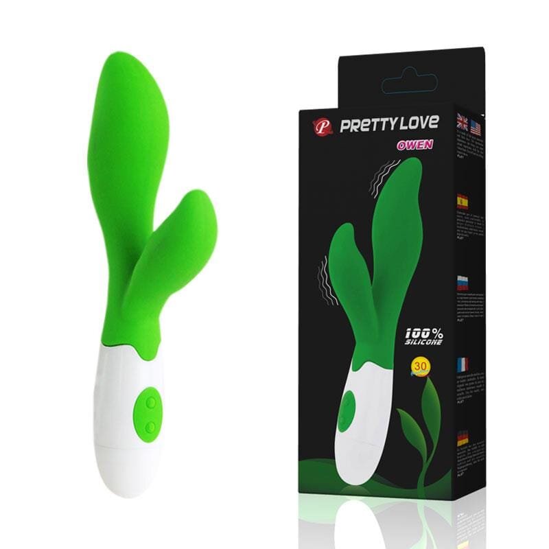 PRETTYLOVE Vibrator – Owen cu 30 funcții de vibrație din silicon moale verde