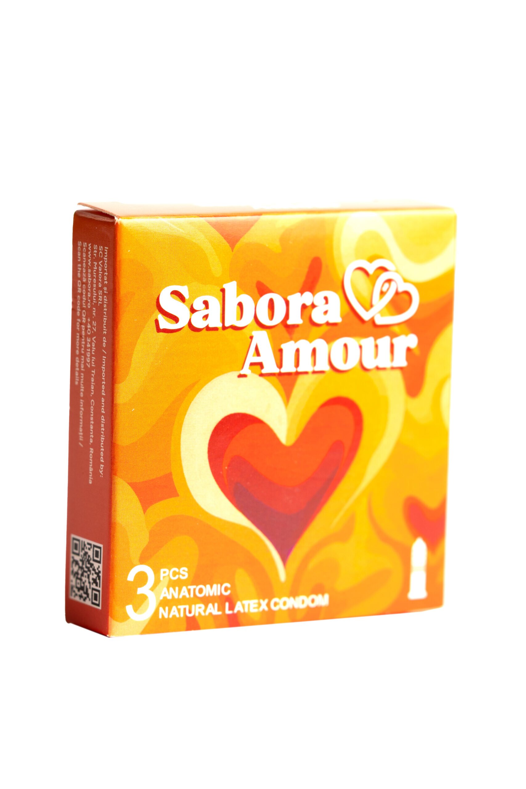 Sabora Amour Prezervative cu puncte si striatii latex 100% natural Diametru 52 mm - Anatomic 3 buc