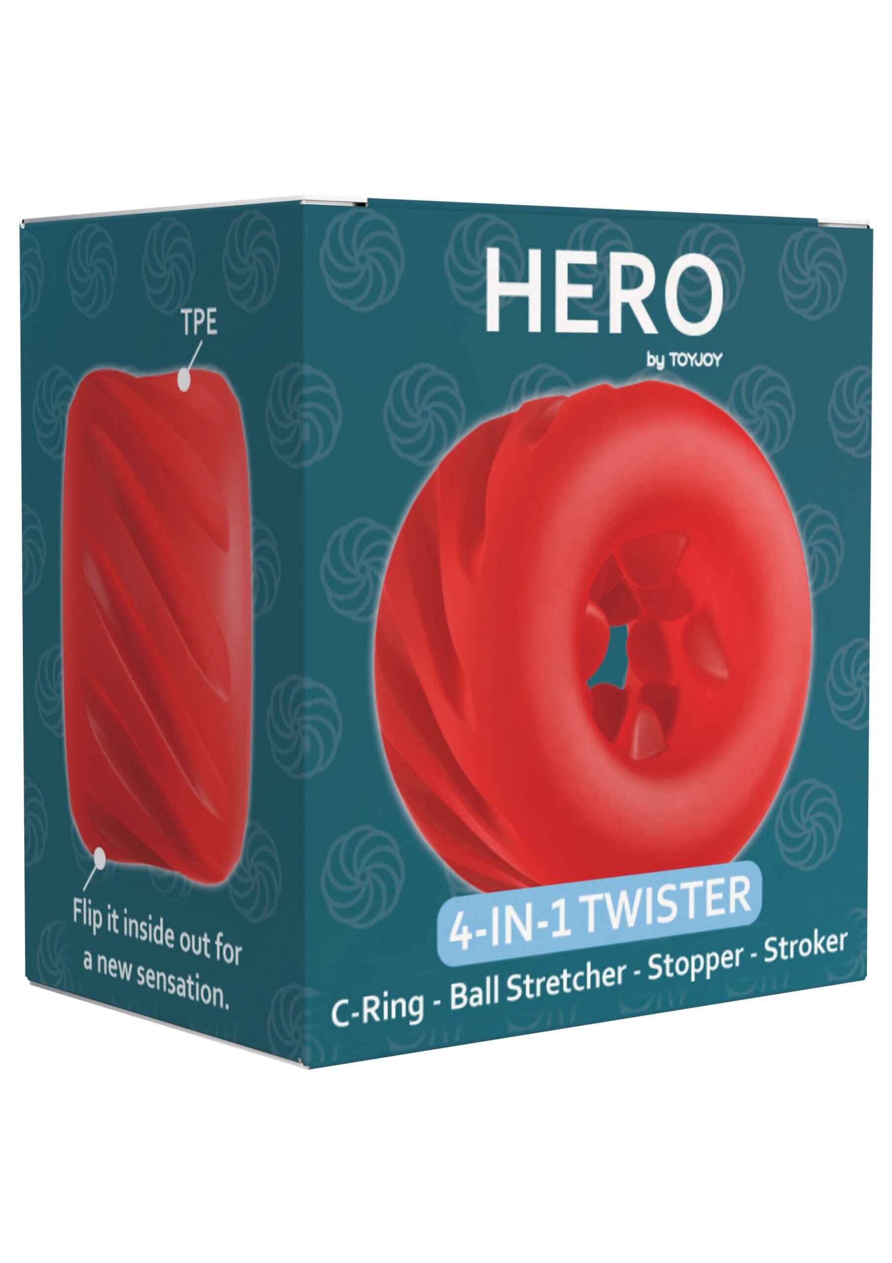 TOY JOY Inel pentru penis - HERO 4-în-1 Twister design flexibil pentru stimulare intensă rosu