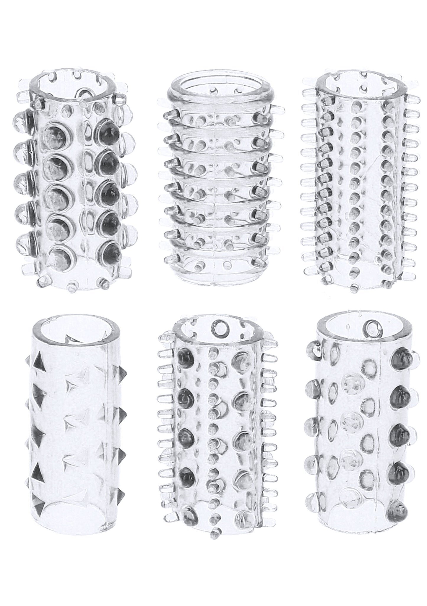 TOY JOY Set manșoane pentru penis – Power Penis Sleeve 6 modele diferite stimulare dublă TPE flexibil transparent
